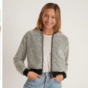 Marine Layer - Birdseye Bomber in Black/White Contrast